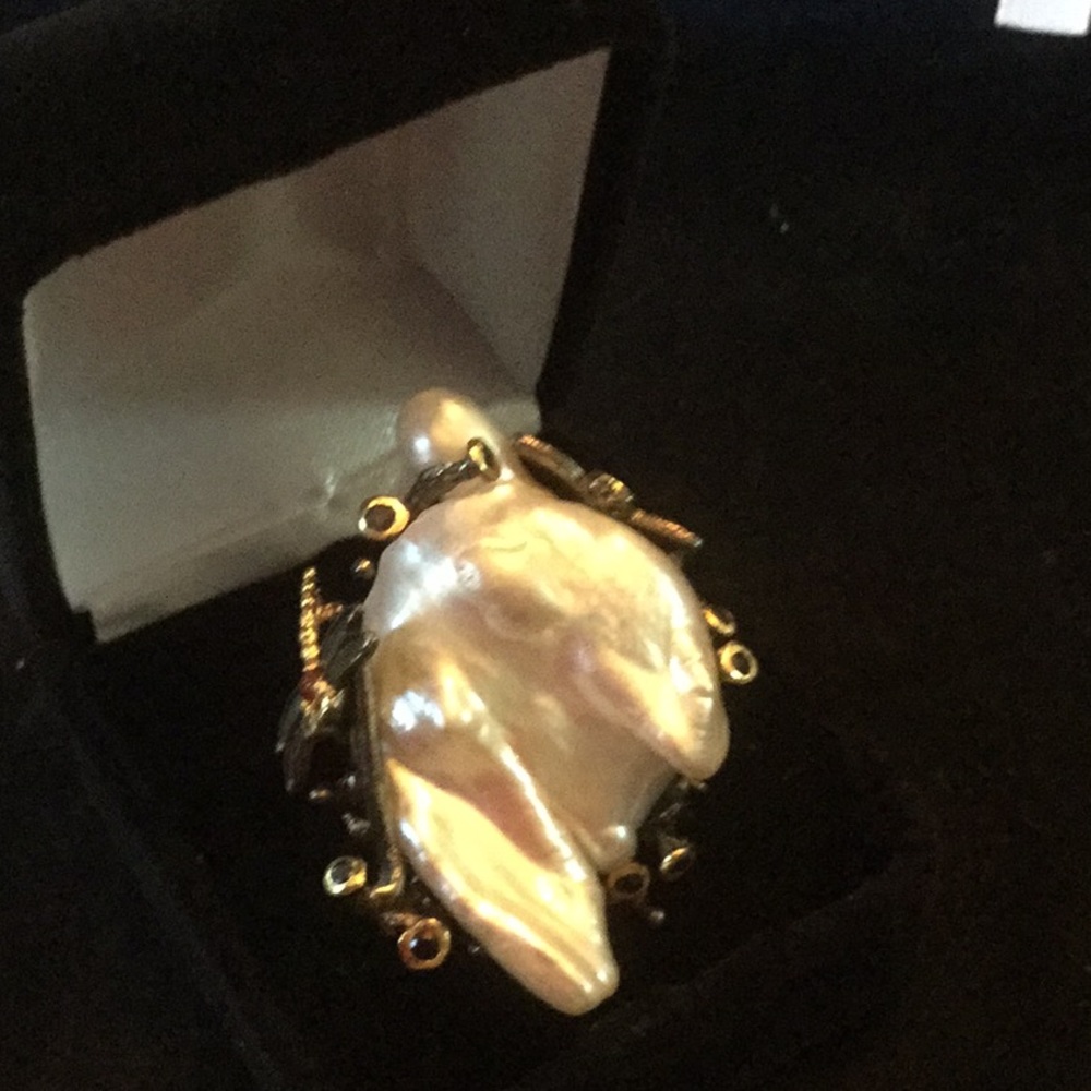HOLD FOR Deborah  RARE, BAROQUE GENUINE PEARL & RUBY RING - Picture 8 of 8
